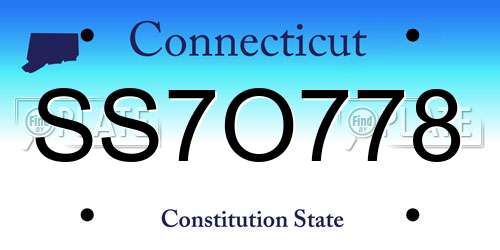 SS7O778 Connecticut License Plate