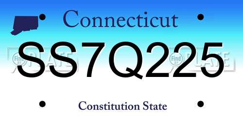 SS7Q225 Connecticut License Plate
