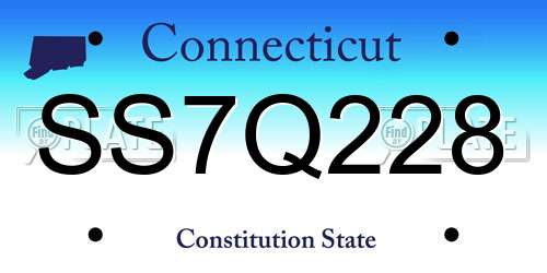 SS7Q228 Connecticut License Plate
