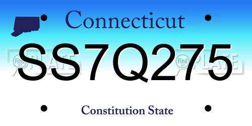 SS7Q275 Connecticut License Plate