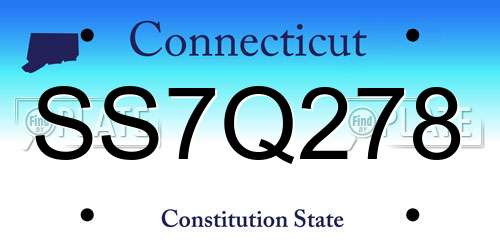 SS7Q278 Connecticut License Plate