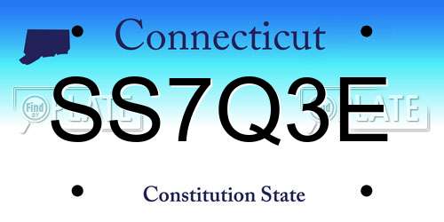 SS7Q3E Connecticut License Plate