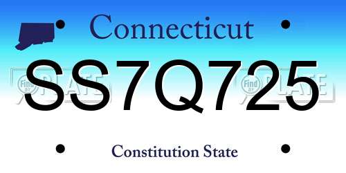 SS7Q725 Connecticut License Plate