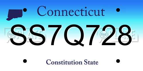 SS7Q728 Connecticut License Plate