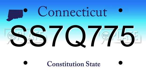 SS7Q775 Connecticut License Plate