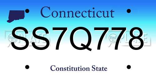 SS7Q778 Connecticut License Plate