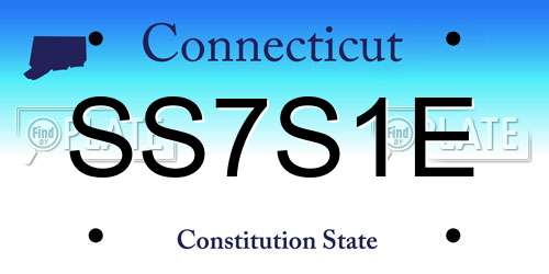 SS7S1E Connecticut License Plate