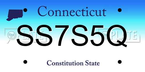 SS7S5Q Connecticut License Plate