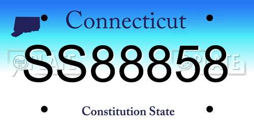 SS88858 Connecticut License Plate
