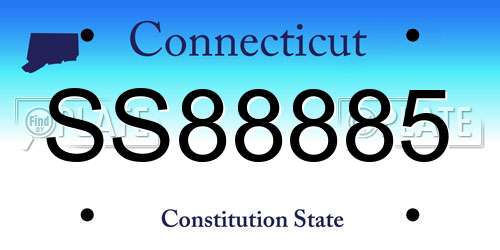 SS88885 Connecticut License Plate