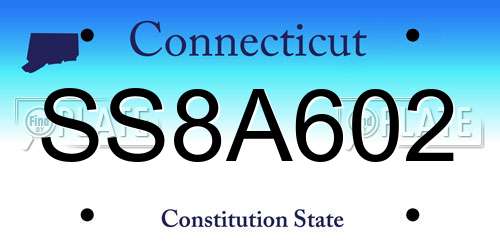 SS8A602 Connecticut License Plate