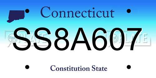 SS8A607 Connecticut License Plate