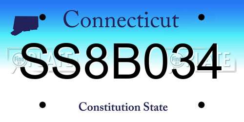 SS8B034 Connecticut License Plate