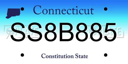SS8B885 Connecticut License Plate