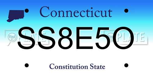SS8E5O Connecticut License Plate