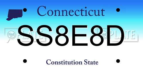 SS8E8D Connecticut License Plate