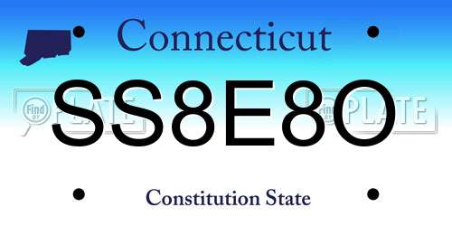 SS8E8O Connecticut License Plate