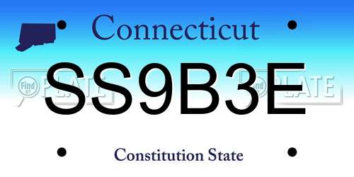 SS9B3E Connecticut License Plate