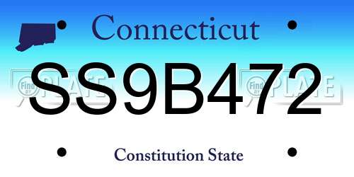 SS9B472 Connecticut License Plate