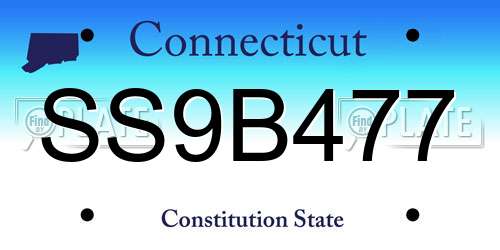 SS9B477 Connecticut License Plate