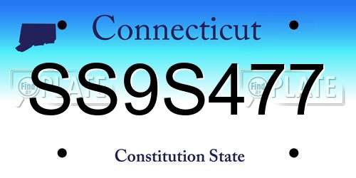 SS9S477 Connecticut License Plate