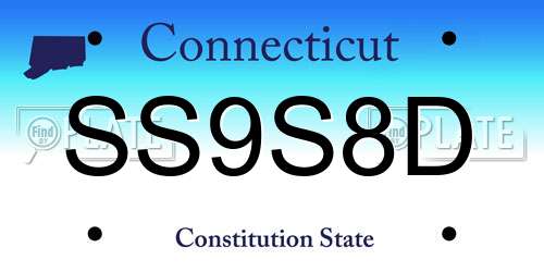 SS9S8D Connecticut License Plate