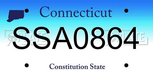 SSA0864 Connecticut License Plate