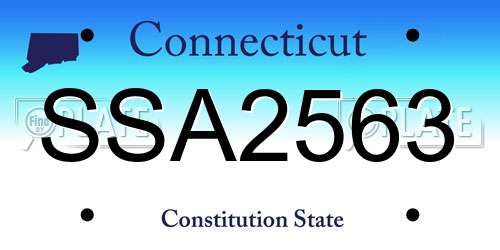 SSA2563 Connecticut License Plate