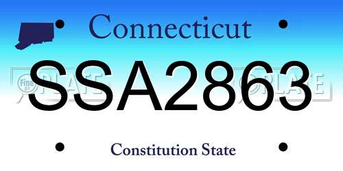 SSA2863 Connecticut License Plate