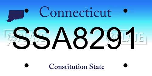 SSA8291 Connecticut License Plate