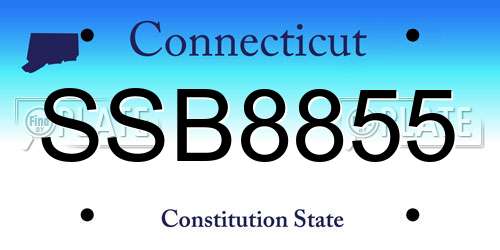 SSB8855 Connecticut License Plate