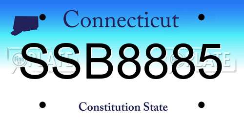 SSB8885 Connecticut License Plate