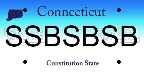 SSBSBSB Connecticut License Plate