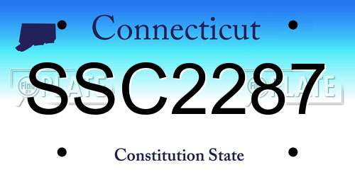 SSC2287 Connecticut License Plate