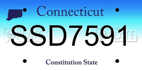 SSD7591 Connecticut License Plate