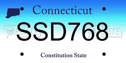 SSD768 Connecticut License Plate