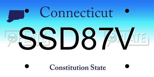 SSD87V Connecticut License Plate