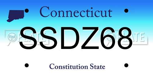 SSDZ68 Connecticut License Plate