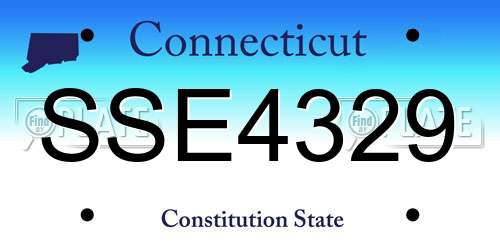 SSE4329 Connecticut License Plate