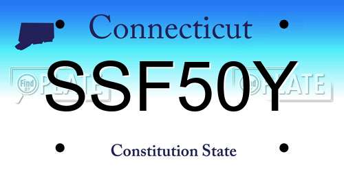 SSF50Y Connecticut License Plate