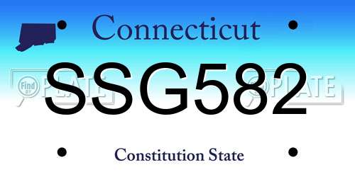 SSG582 Connecticut License Plate