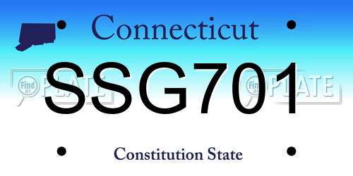 SSG701 Connecticut License Plate