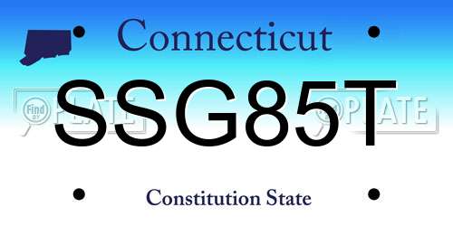 SSG85T Connecticut License Plate