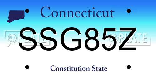 SSG85Z Connecticut License Plate
