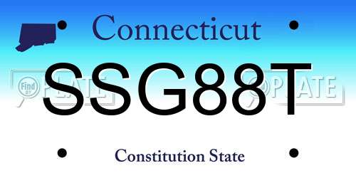 SSG88T Connecticut License Plate