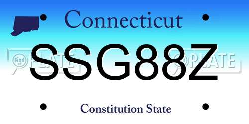 SSG88Z Connecticut License Plate
