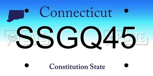 SSGQ45 Connecticut License Plate