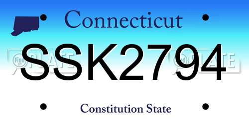 SSK2794 Connecticut License Plate