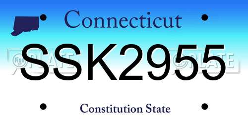 SSK2955 Connecticut License Plate
