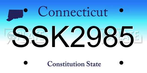 SSK2985 Connecticut License Plate